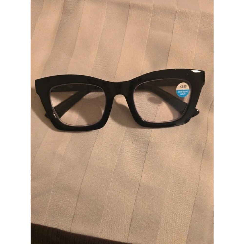 +2.50 Black Blue Light Reading Glasses Thick Square Frame